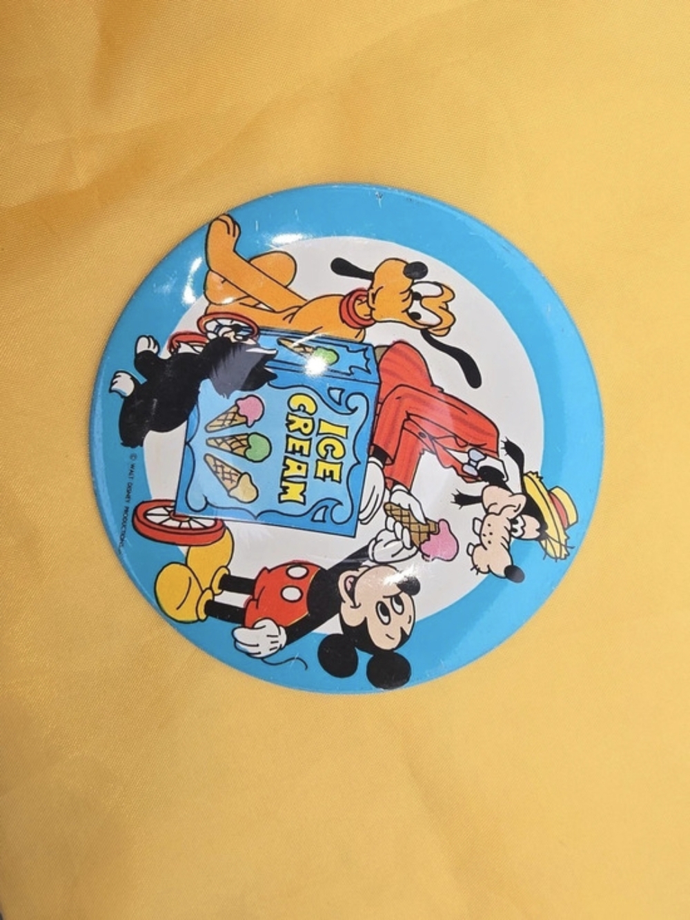 Disney Vintage Mini Metal Tin Ice Cream Tray 4" 1930s Play Plate Kids Small